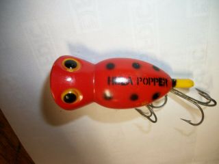 VINTAGE HULA POPPER FISHING LURE IN TOUGH ORANGE WITH BLACK SPOTS 3