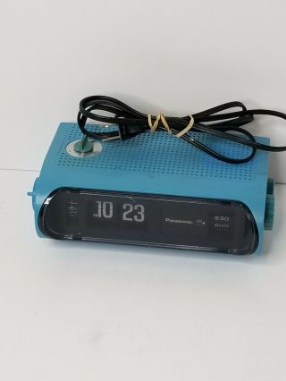 Vintage Panasonic Rc - 1103 Blue Flip Clock Am Only Radio