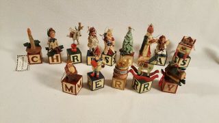 Vtg House Of Hatten Merry Christmas Alphabet Block Set Vaugh Stephanie Rawson