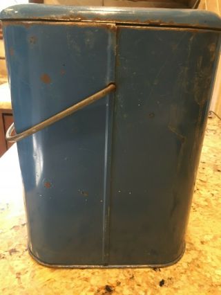 Vintage 1950s Blue Pepsi Metal Cooler Ice Chest with Attached Lid 3