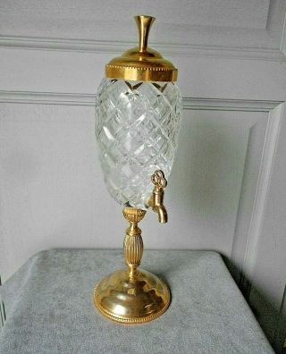 Vintage French Gilted Brass Glass Absinthe Fountain