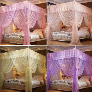 Princess 4 Corners Bed Curtain Canopy Nets Mosquito Netting No/with Frame (post)