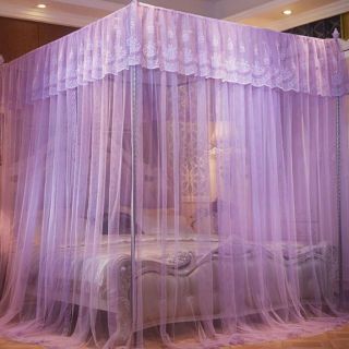 Princess 4 Corners Bed Curtain Canopy Nets Mosquito Netting No/With Frame (Post) 2