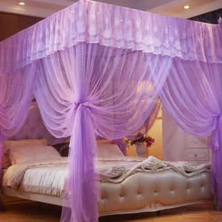 Princess 4 Corners Bed Curtain Canopy Nets Mosquito Netting No/With Frame (Post) 3