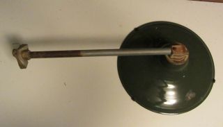 Vintage 14 " Green Porcelain Industrial Barn Lamp Light Shade With Mount Pole