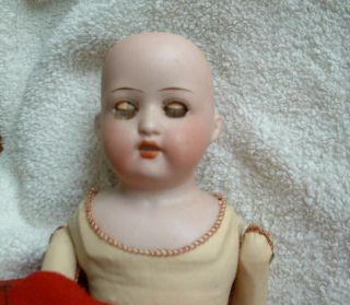 Antique Bisque head Leather body OUR PET Doll from Germany 275 w/ red wool coat 5