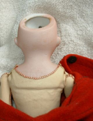Antique Bisque head Leather body OUR PET Doll from Germany 275 w/ red wool coat 6