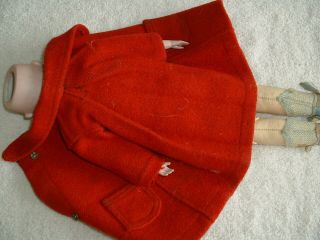 Antique Bisque head Leather body OUR PET Doll from Germany 275 w/ red wool coat 8