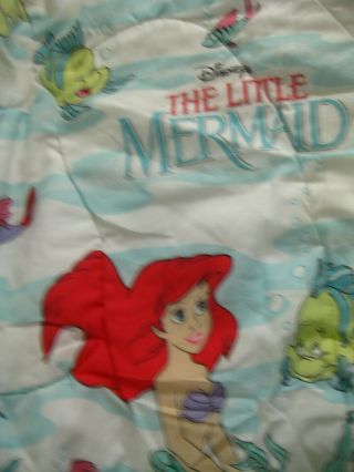 Vintage Disney Twin Size Little Mermaid Ariel Comforter Bedspread Bedding 1989 3