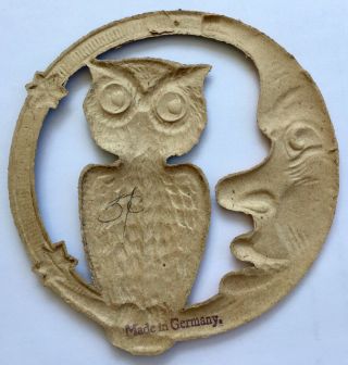 Hard To Find 5 1/4” 1920’s Vintage Halloween Owl & Moon Die Cut German Germany 3