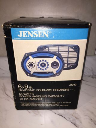 Vintage Jensen J1242 6x9 Quadrax Four Way Car Stereo Speakers In Box