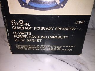 Vintage Jensen J1242 6x9 Quadrax Four Way Car Stereo Speakers In Box 2