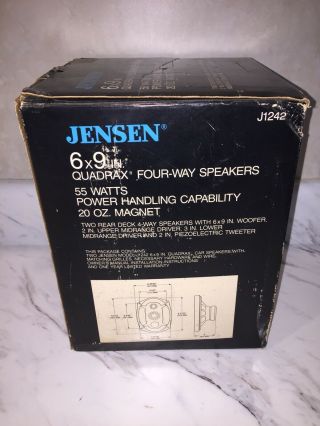 Vintage Jensen J1242 6x9 Quadrax Four Way Car Stereo Speakers In Box 3