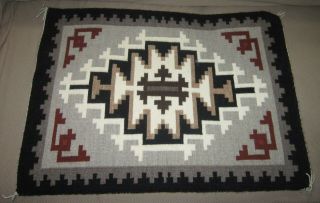 Vintage Navajo Saddle Blanket Or Rug In Storm Pattern