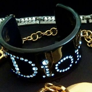 100 Authentic Rare Dior Couture " Swarovski Crystal " Signature Logo Cuff Bracelet