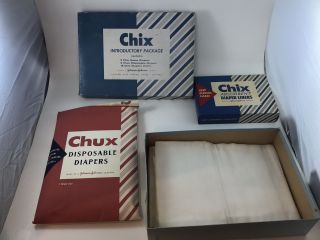 Vintage Cloth Diapers Old Stock Johnson & Johnson 1955 Chix Chux Tv Prop