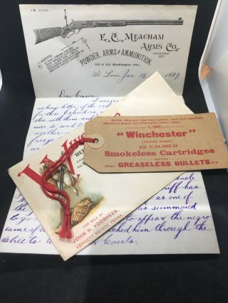 Vintage Winchester Model 1906 Hang Tag And Family Letter.  22