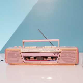 Vintage 80s Panasonic Fw18 Am Fm Stereo Cassette Boombox Pink White