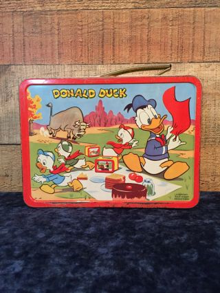 1954 Vintage MICKEY MOUSE metal LUNCH BOX - - Walt Disney Productions,  Adco 2