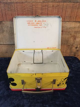 1954 Vintage MICKEY MOUSE metal LUNCH BOX - - Walt Disney Productions,  Adco 7