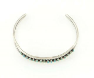 Vtg Sterling Silver Zuni Needlepoint Turquoise Cuff Bracelet 5