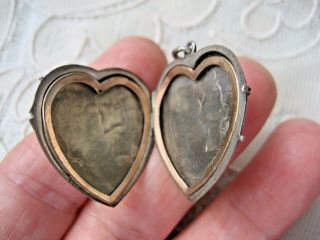 Antique Art Nouveau German 800 Silver Ivy design heart photo locket Charm 4