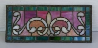 Vintage Stained Glass Piece Old Antique Blue Green White