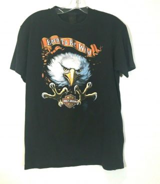 Vintage 1985 Harley Davidson Born To Be Wild 3d Emblem T - Shirt Size L Eagle 80 
