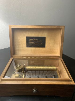 Rare Vintage Swiss Thorens 51 Note 4 Song Inlaid Wood Music Box - Toreador