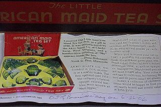 Vintage THE LITTLE AMERICAN MAID TEA SET 3450 BOXED SET,  AKRO AGATE CO 7