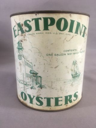 Rare Vintage Eastpoint Lighthouse Oyster Can Greenwich Oyster Co.  Greenwich Nj