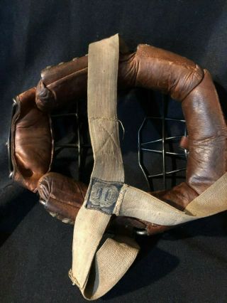 Early Old Antique 1915 GOLDSMITH Leather Steel Baseball Catchers Goggle Mask VTG 2