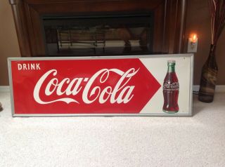 Large Vintage 1951 Coca Cola Soda Pop Gas Station Metal Sign 54 "