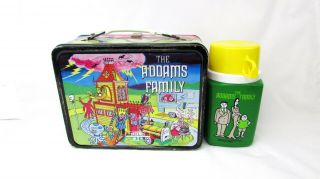 Vintage 1974 Hanna Barbera Addams Family Metal Lunch Box W/thermos