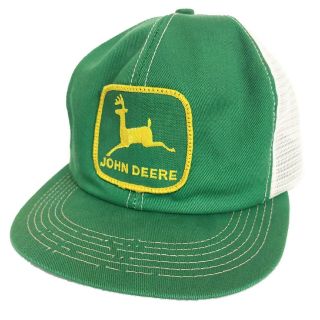 Vtg K Brand Products John Deere Mesh Snapback Trucker Hat Cap Green White Usa