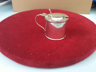 Antique Solid Silver Drum Mustard Pot Sheffield 1901 By Henry Atkins