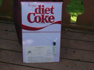 Vtg Nos Enjoy Diet Coke/coca Cola Metal Menu Message Board Dry Erase Marker Sign