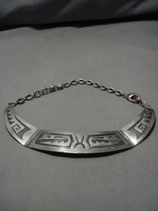 Rare Earlier Vintage Hopi Cleopatra Sterling Silver Native American Necklace