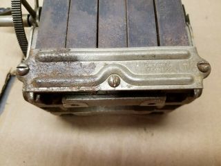 Vintage Antique 5 Bar Hand Crank Telephone Magneto Generator w/Crank 6