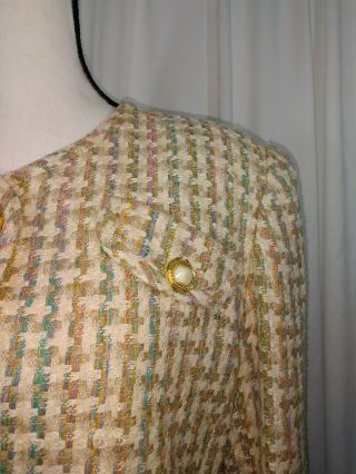 Vintage Leo Narducci Multi - color Woven Silk Skirt Suit Size 10 4