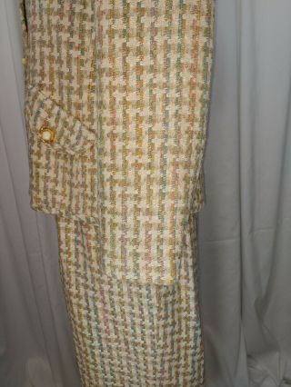 Vintage Leo Narducci Multi - color Woven Silk Skirt Suit Size 10 5