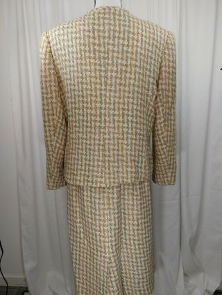 Vintage Leo Narducci Multi - color Woven Silk Skirt Suit Size 10 6