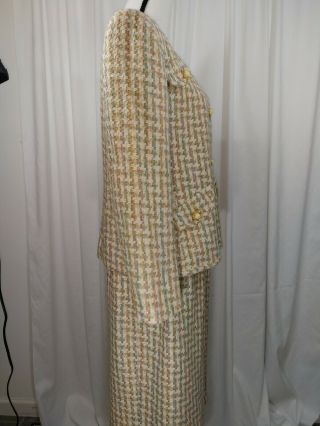 Vintage Leo Narducci Multi - color Woven Silk Skirt Suit Size 10 7