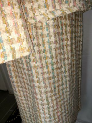 Vintage Leo Narducci Multi - color Woven Silk Skirt Suit Size 10 8