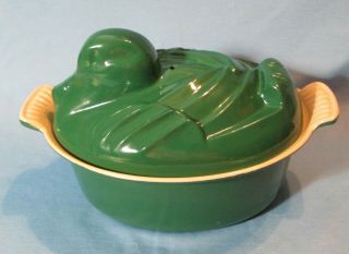 Le Creuset Emerald Green Duck Cast Iron Dutch Oven 2 Quart Vintage 1990 
