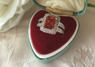 Vintage Jewelry White Gold Ring With Ruby Sapphires Antique Deco Jewellery 7 O