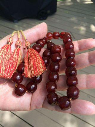 Authentic Vintage Cherry Amber Bakelite Faturan Komboloi Prayer Beads 77g