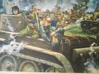 Wwii Japanese War Painting,  Attack A Tank