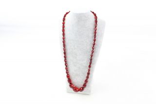 True Vintage Faceted Cherry Amber Bead Necklace Pin 68cm (44g)