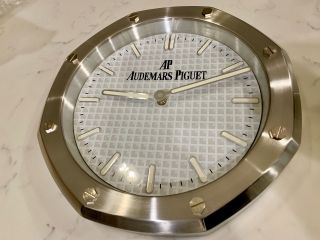 Rare Audemars Piguet 15” Collectors Wall Clock White Dial W/ White Index
